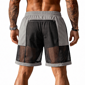 Pantalones Cortos Deportivos de Malla de Doble Capa para Hombre, Transpirables, de Secado Rápido, con Cintura Elástica y Cordón Ajustable, Proveedor OEM al por Mayor - Product Image 3