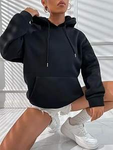 Sudadera con Capucha Extra Grande Unisex, Sudadera Tejida de Color Liso con Logotipo Personalizado, Corte Holgado para Hombre y Mujer - Product Image 2