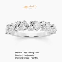Anillo de Moissanita Plateado con Corte de Pera, Elegante Anillo de Compromiso para Mujer, Joyería de Lujo, Anillo de Moda Estilo NYC, Anillo de Regalo