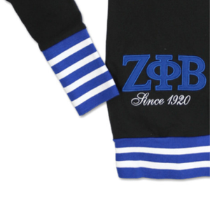 Cardigan classique Zeta Phi Beta pour femme, noir et bleu, boutonné, en tricot, avec lettres grecques, tenue décontractée de sororité - Product Image 3