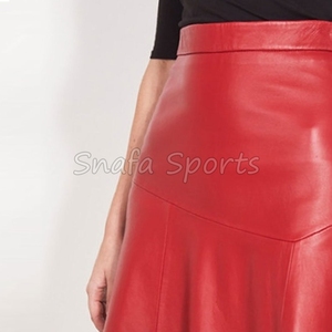 Jupe trapèze en cuir verni pour femme, printemps-été, avec fentes, et manteau en maille assorti, écologique, élégante, décontractée, pour le bureau - Product Image 6