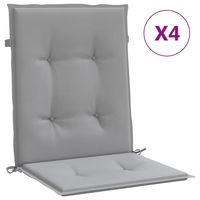 Coussins de chaise de jardin gris à dossier bas, 4 pièces, 39.4x19.7x1.2, pour l'extérieur, en tissu Oxford