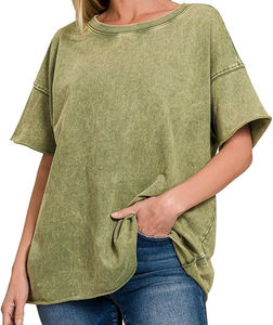 Camisetas Oversize de Algodón y Poliéster para Mujer al por Mayor, Baratas, con Lavado Ácido, Personalizadas con Serigrafía - Product Image 6