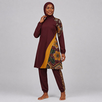 Maillot de bain musulman modeste en gros, imprimé floral, burkini 3 pièces, couvrant entièrement le corps, avec hijab, pour femmes