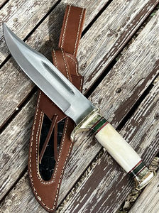 Wholesale Customized OEM ODM PRESTIGE <b>BLADES</b> Handmade Stainless Steel Hunting Bowie <b>Knife</b> Serrated Edge Bone Handle Genuine - Product Image 2