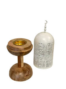 Quemador de incienso de metal dorado de lujo con base de madera, cúpula perforada, soporte de incienso de sobremesa para decoración de hogar, oficina y meditación. - Product Image 5