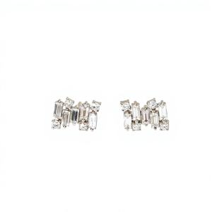 Pendientes de Diamantes Cultivados en Laboratorio, Corte Baguette y Redondo, Oro Sólido de 14K y 18K, Pendientes de Diamantes en Racimo, Modernos y Elegantes - Product Image 4