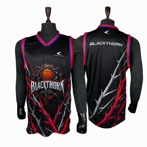 Camiseta de Baloncesto OEM para Hombre, Sin Mangas, Cuello en V, Cuello Acanalado, Malla de Poliéster Sublimada, Ajuste Atlético, Ropa Deportiva de Equipo - Product Image 3