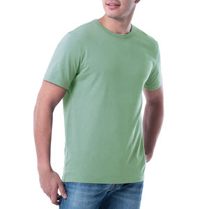 T-shirt décontracté pour homme, coupe ajustée, en polyester/coton, couleur unie, col rond, manches courtes, respirant, écologique, pour l'été - Product Image 2