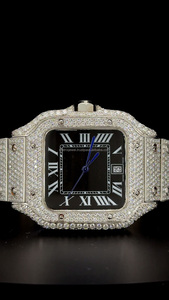 41mm Men Hip Hop watch with black color real plate VVS 1 Moissanite Diamonds studded <b>Automatic</b> Quartz movement watch - Product Image 2