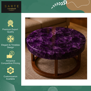 Nouvelles arrivées en stock, meubles de décoration intérieure, designs géométriques organiques personnalisés de haute qualité, pierre d'améthyste, écologiques, faciles à nettoyer - Product Image 5