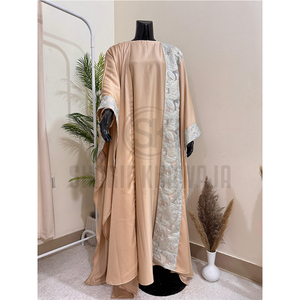 Vestido Abaya Islámico Recto de Alta Calidad para Mujer, 100% Seda Chifón, Tela Personalizada con Bordado, Abaya para Dama - Product Image 3