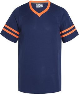 Maillot de sport à col en V et manches courtes avec rayures blanches, en polyester à séchage rapide, chemise décontractée pour l'été, ODM - Product Image 1