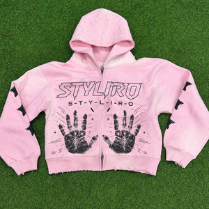 Sudadera con Capucha Personalizada, Color Verde Claro, con Cierre, Unisex, Estilo Urbano, de Algodón Tejido, con Diseño Estampado, para Otoño - Product Image 3