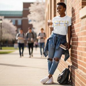 Camiseta de algodón tipo grecia Sigma Gamma Rho, personalizada con estampado, para mujer, ropa de hermandad, top informal con cuello redondo, estilo streetwear, venta al por mayor - Product Image 1