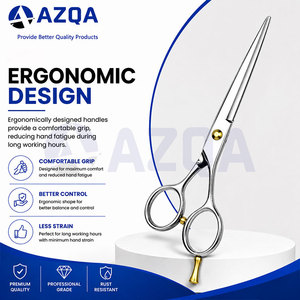 Ciseaux de coiffure professionnels en acier inoxydable avec vis dorée et repose-doigts pour barbier et salon de coiffure - Product Image 4