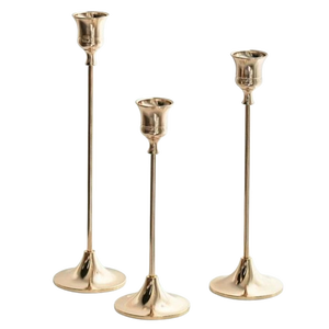 <b>Brass</b> <b>Candlestick</b> Holder Set of 3 Tall Stands for Home Decoration Durable Metal Design - Product Image 1