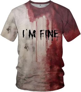 I'm Fine Blood Splatter <b>Gothic</b> T-<b>Shirt</b> Men Short Sleeve O-Neck Printed Design Regular Fit - Product Image 3