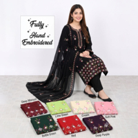 Salwar Kameez Wanita Bahan Chiffon Semi-Jahit dengan Bordir & Payet Model Midi Modern untuk Pernikahan & Pesta