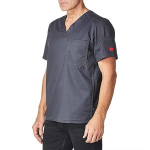 Ensemble d'uniformes médicaux personnalisés pour hommes, col en V, confortables et respirants, en tissu tissé 100% coton, avec détection par radiofréquence - Product Image 4