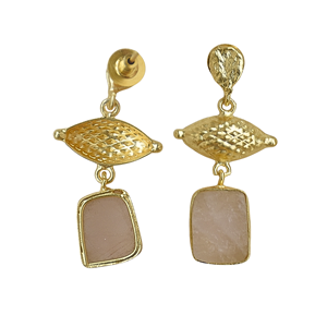 Pendientes Geométricos Chapados en Oro con Incrustaciones de Piedras Naturales, Estilo Boho Chic, Joyería de Moda para Mujer - Product Image 3