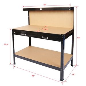 Banco da Lavoro in Acciaio Personalizzabile OBM con Cassetti, Tavolo Portautensili con Ruote, Piano di Lavoro e Pannello Forato 63 Pollici - Product Image 5