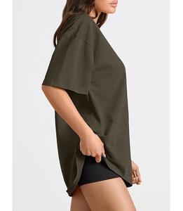 Nueva Llegada: Camiseta de Mujer 100% Algodón Sólido, Manga Media, Hombro Caído, Oversize, Casual, Holgada y Transpirable - Bangladesh - Product Image 3