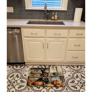 Yorkie automne cuisine citrouilles Anti-Fatigue tapis de bain mousse à mémoire coussin confort cuisine tapis lavable en Machine tapis de cuisine - Product Image 2
