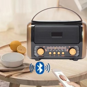 Radio rétro portable AM FM SW personnalisée avec haut-parleur Bluetooth, lecteur de carte TF et USB, poignée en cuir, pour le camping et la décoration intérieure, récepteur multibandes - Product Image 3