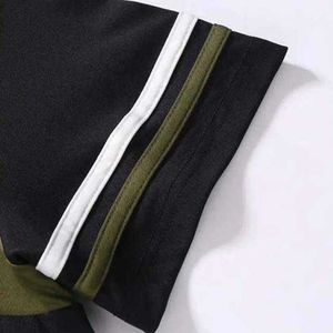 Polo à manches courtes pour homme, design décontracté à blocs de couleur, rayé, tricoté, noir, blanc, vert - Product Image 4