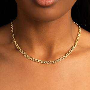 Collar de Plata de Ley con Cadena Figaro Clásica UrbanVrit FC01, Chapado en Oro Amarillo con Circonitas, Estilo Hip Hop, Unisex, para Uso Diario, GRA - Product Image 2