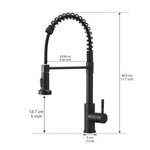 Rubinetto da Cucina Monocomando Estraibile con Doccetta a Molla, Nero in Acciaio Inossidabile - Product Image 5