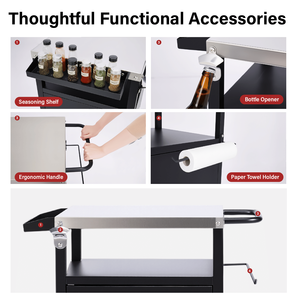 Isola da Cucina Mobile in Acciaio Inox, Grande Tavolo Grill da Esterno con Carrello e Armadietto Multifunzione per Preparazione Cibo - Product Image 4