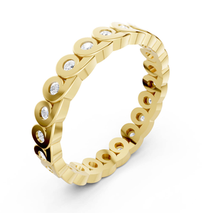 Bague d'éternité circulaire en or 9K avec sertissage clos, bijoux fins pour le corps, bagues raffinées, bague en diamant de laboratoire, design rythmique et sculptural, exportateur indien - Product Image 2