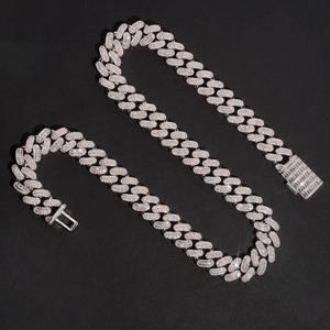 Moissanite Cuban Link Chain <b>Necklace</b> Iced Out Prong Set Hip Hop <b>Statement</b> Jewelry in 925 Silver Unisex - Product Image 2