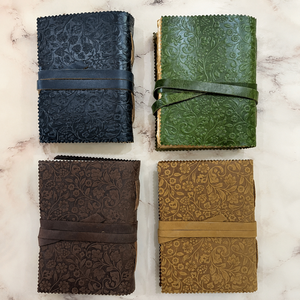 New Era Handmade Floral Leather Bound Journal <b>Diary</b> <b>A5</b> Size Green Vintage Deckle Edge Cotton Paper 100 Sheets for Writing - Product Image 6