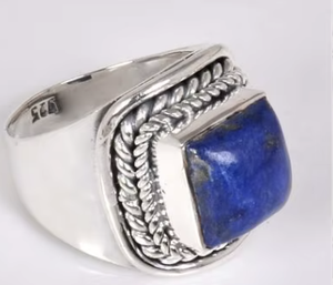 Best Selling Quality Natural <b>Lapis</b> <b>Lazuli</b> Gemstone 925 Sterling Silver Handmade <b>Ring</b> Jewelry Wholesale Factory Price - Product Image 2