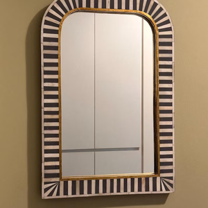 Espejo con Incrustaciones de Hueso Hecho a Mano, Espejo Rectangular de Pared, Espejo de Baño con Borde de Latón, Decoración Moderna para el Hogar - Product Image 3