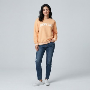 เสื้อฮู้ด HAWK EYE SPORTS รุ่น Autumn/Winter สำหรับผู้หญิง ผ้าฟลีซเนื้อนุ่ม สไตล์สตรีทแวร์ คอกลม ไหล่ตก ระบายอากาศได้ดี น้ำหนัก 360 กรัม ผลิตจากผ้าฝ้าย 100% - Product Image 1