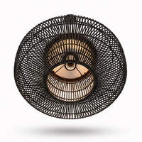 Lampe suspendue en rotin tissé noir, lanterne bohème artisanale de luxe, lampe de plafond de Noël, écologique, durable, pour la maison, l'hôtel, l'intérieur
