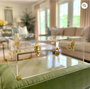 Luxury Transparent Acrylic golden storage Trunk Box <b>Rectangle</b> Hinged Lid Gold Hardware Modern Design 1 Layer Storage Case - Product Image 1
