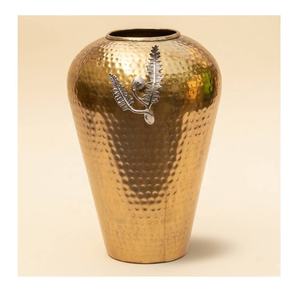 Jarrón de Flores Moderno de Aluminio Martillado Hecho a Mano de Alta Calidad, Centro de Mesa Dorado Antiguo para Decoración - Product Image 1