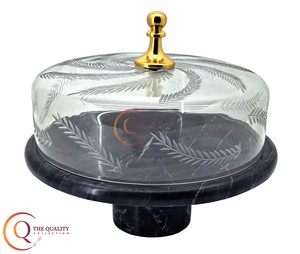 QUALITY COLLECTION European Design Black <b>Marble</b> Handmade <b>Cake</b> <b>Stand</b> Textured Glass Dome Hot Selling Pastry Tools Christmas - Product Image 6