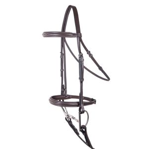 Brida de cuero para caballo, completamente negra/marrón, acolchada con riendas de goma, a precio mayorista con servicio OEM - Product Image 2