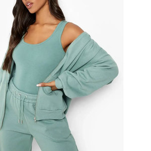 Conjunto Deportivo con Capucha para Mujer, Color Verde Menta, Manga Larga, Cierre Frontal con Cremallera, Corte Holgado Informal con Bolsillos Laterales - Product Image 5