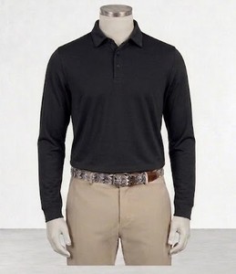 Chemise Homme Unie à Manches Longues en Maille Polyester/Coton 200g Respirante Décontractée avec Boutons et Logo Frontal Blanc Gris Noir - Product Image 2