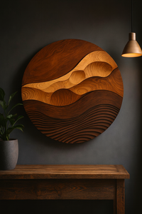 Handmade Organic Round Wood Wall Art Art Deco Wooden Sculpture Plants/Flowers <b>Theme</b> for Interiors for Anniversaries Home <b>Gift</b> - Product Image 6