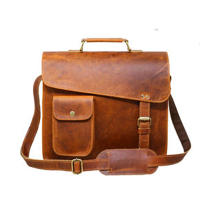 Bolso Bandolera de Cuero Genuino para Hombre, Diseño Personalizado con Logotipo, Cierre de Cremallera, Impermeable, Plegable, Correa Ajustable, Venta al Por Mayor - Product Image 1