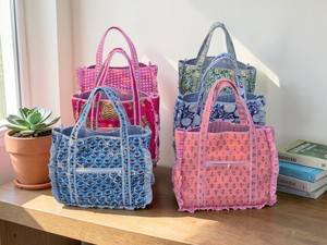 Handcrafted Cotton Frill <b>Tote</b> Bag Quilted Floral Print Ruffle Shoulder Shopping Bag for Women Ruffle Shoulder Bag - Product Image 3