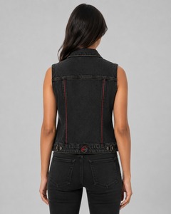 Fashion <b>Denim</b> Vest <b>Sleeveless</b> Jean <b>Jacket</b> with Durable Button Women Closure Classic Design for Layering Travel and Daily Out - Product Image 5